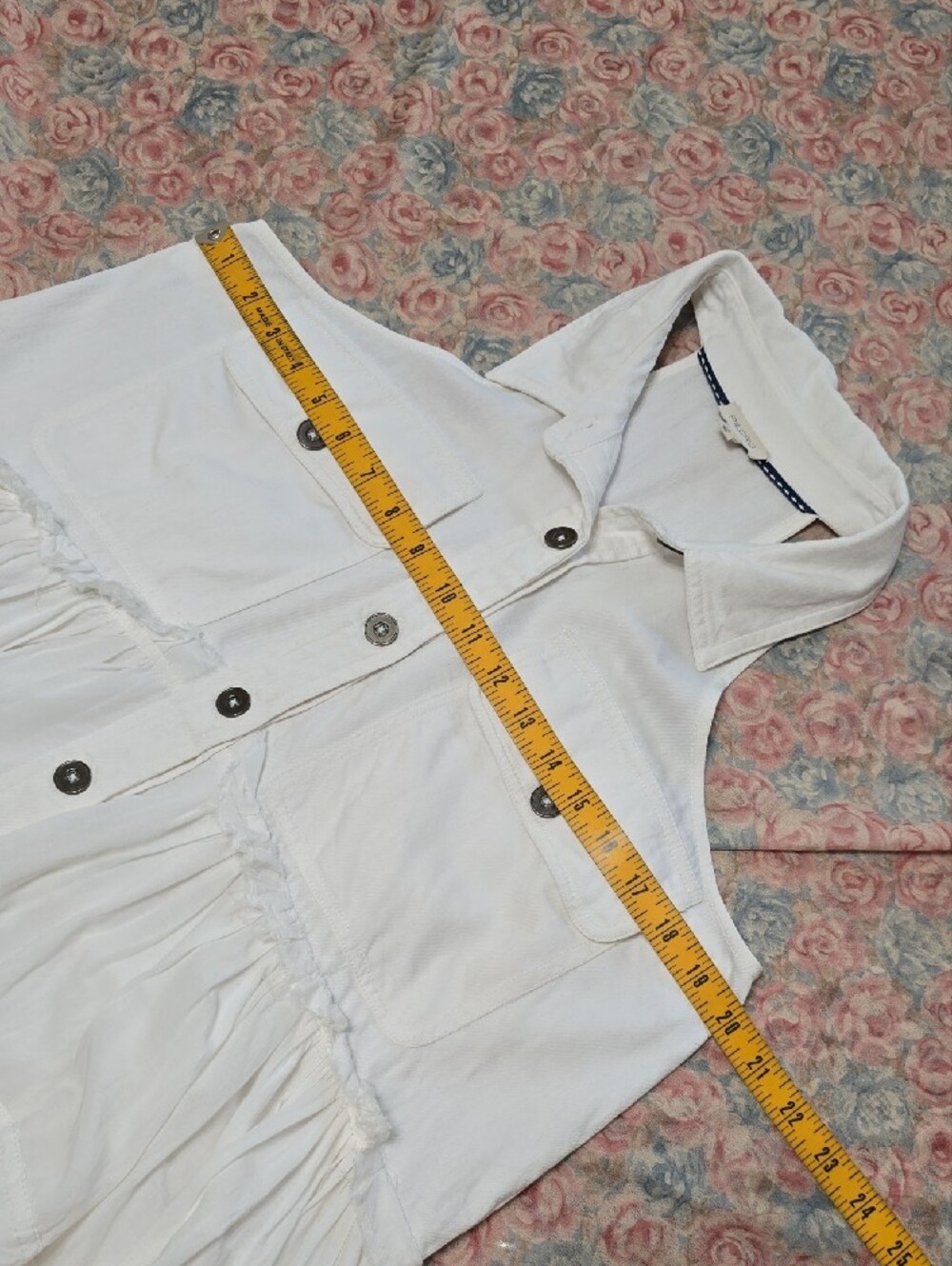 Pilcro White Shirt with Navy Stitch Detailing - Picture 4 of 9